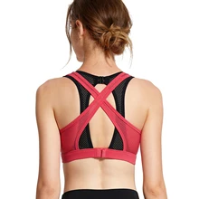 Женский двухслойный вязанный крючком сетчатый бесшовный мягкий спортивный бюстгальтер для йоги