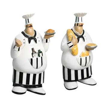 

Europe Retro Chef Figurine Wall Hanging Crafts Restaurant Bakery Cake Shop Wall Hanging Decor Ornaments Resin Chef Figurines