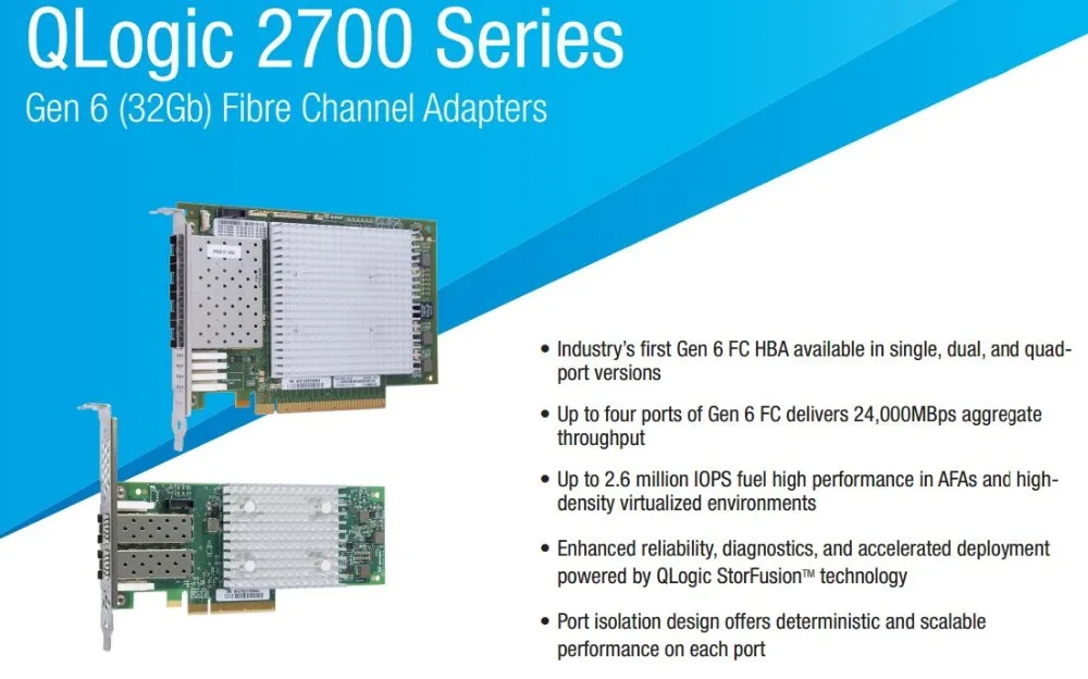 RaidStorage QLogic QLE2740-SR-CK 1 порт один 32 Гбит/с Gen 6 FC плата контроллера PCI