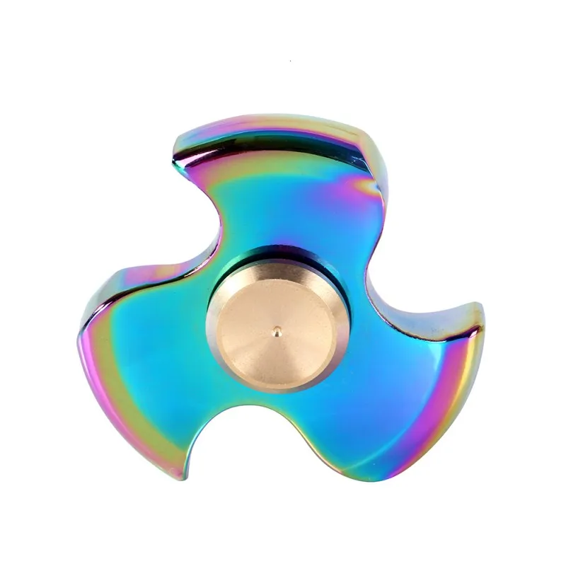 

New arrival ADHD EDC Stress Spinner Alloy Rainbow Fidget Hand Finger Toy Triangle Anxiety Attention Toy High Speed Relief Toys