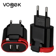 VOGEK, двойное зарядное устройство USB с кабелем, настенное зарядное устройство USB type-C, быстрая зарядка, зарядное устройство для мобильного телефона, ЕС, США, вилка для iPhone, samsung, Xiaomi
