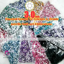 3.0 мм дизайн ногтей горный хрусталь 12 пакетов 120000 шт. A_Grade Грановитая круглый Nail горный хрусталь 21 цвет