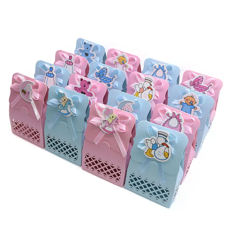 12pcs Baby Shower Favor Candy Boxes with Ribbons, Cute Boy Girl Gift Packaging for Kids... - SKU FCBR0928 - UGI Packaging