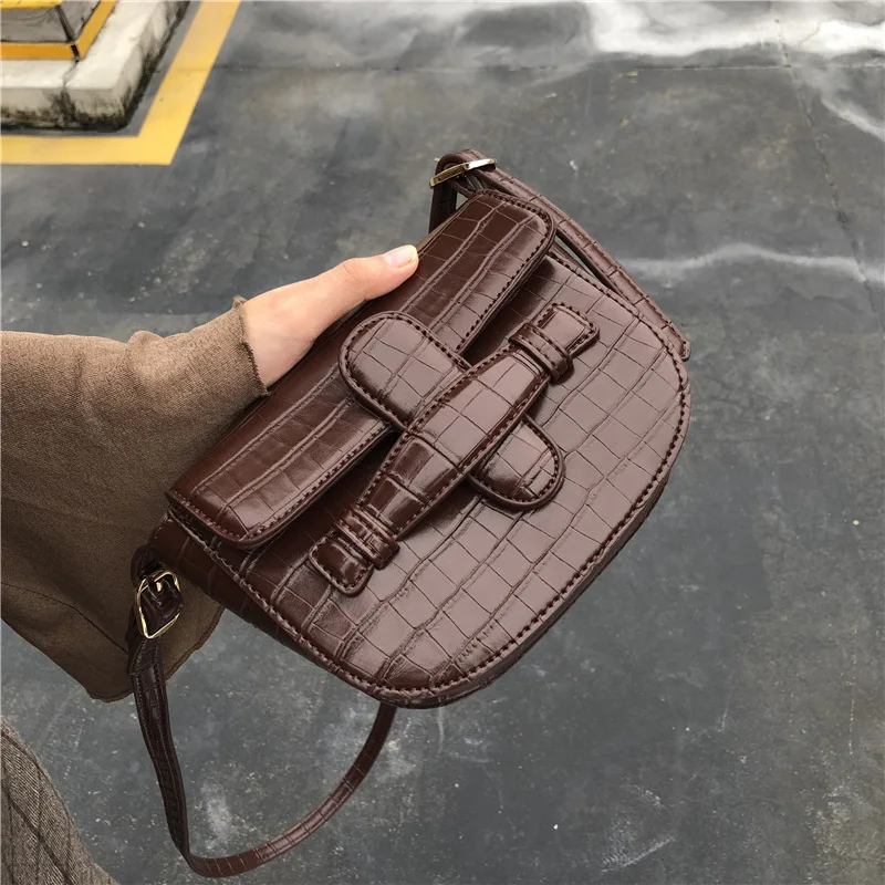 

Retro Saddle Bag Women 2019 Summer Mini Messenger Bags Vintage Alligator Shoulder Bags Female Hand Bag Famous Brands Cross body