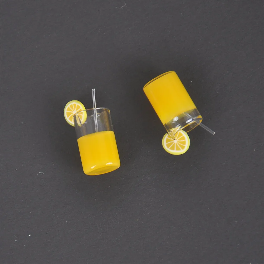 2pcs/lot Mini Resin Lemon Water Cup 1:12 Dollhouse Miniature Doll house Accessories Cups Toy Mini Decoration Gifts 4