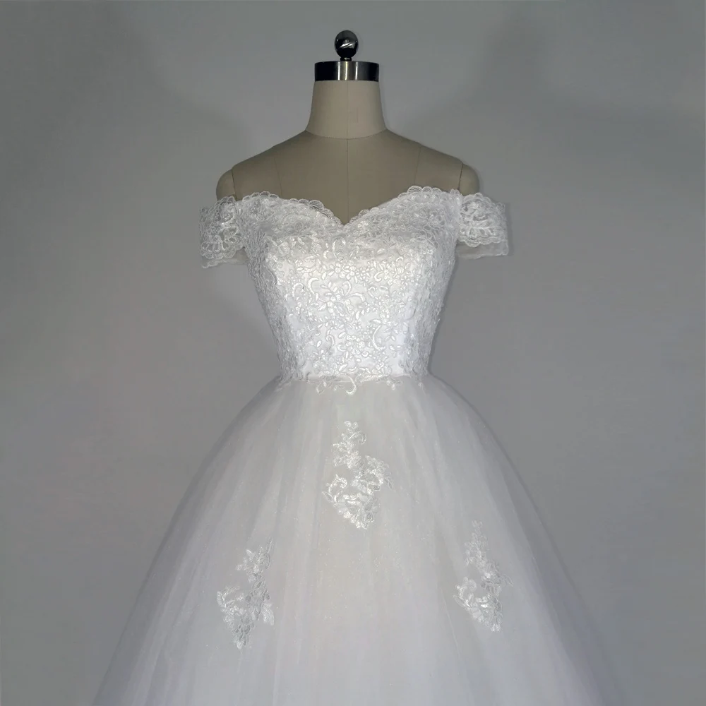JIERUIZE белое винтажное кружевное свадебное платье с аппликацией, с открытыми плечами, с короткими рукавами, бальное платье, свадебные платья