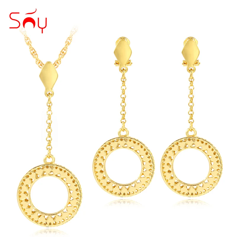 Sunny Jewelry модные украшения для женщин колье серьги кулон массивные Роскошные Ювелирные наборы круглые полые звезды Вечерние