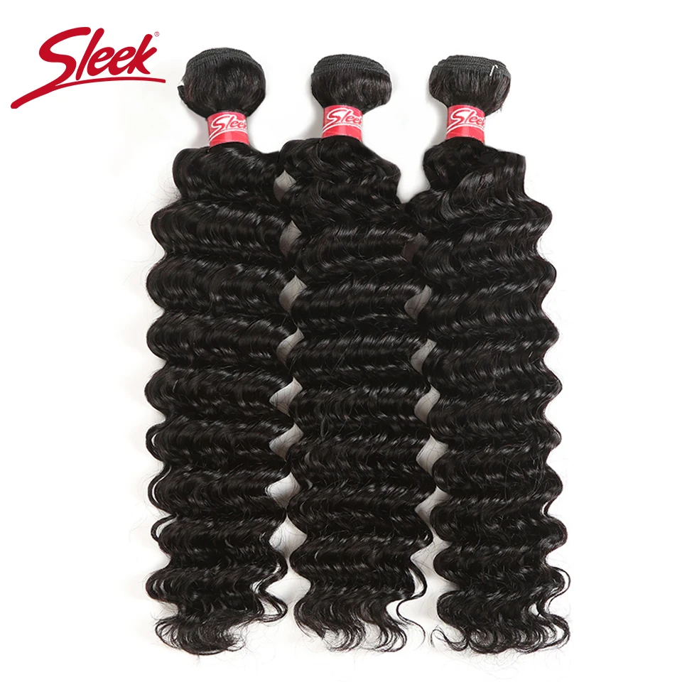 

Sleek Brazilian Hair Weave Bundles 8 to 28 30 Inch Bundles Deep Wave Bundles Non Remy Human Hair Extension 3/4 Bundles Deal