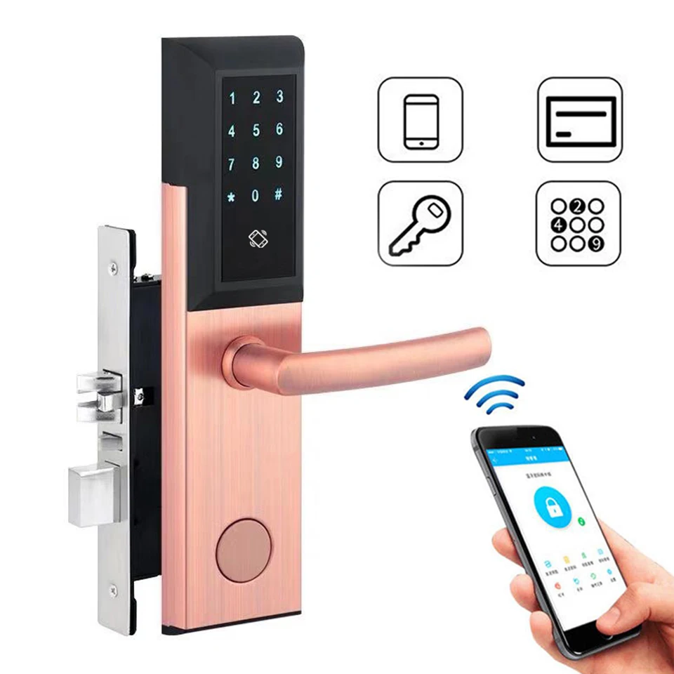 Bluetooth TTLock приложение электронный цифровой дверной замок Wifi управление сенсорной клавиатурой код RFID карта бесключевая входная дверь умные дверные замки