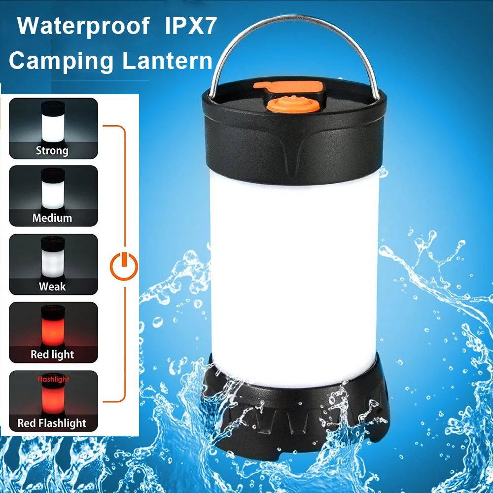 350Lumen LED Camping Lantern Flashlight USB Rechargeable Tent LED Lamp Waterproof Poratable Camping Light with 18650