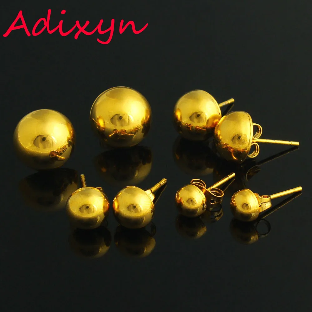 

New Brand Gold Earrings18K Gold Filled Plated Stud Earring Trendy Smooth Round Earrings Jewelry for Women