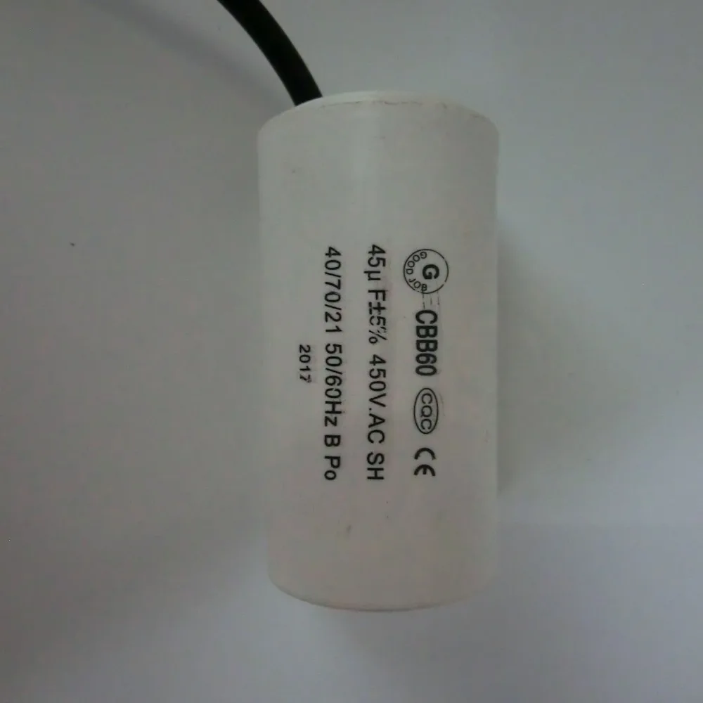 45 мкФ 450V AC50/60Hz 40/70/21 two провода паллиальная линия цилиндрический конденсатор.|wire