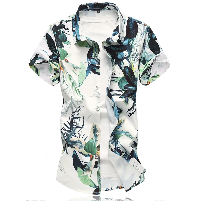 Летняя новая мужская рубашка с принтом, Мужская Повседневная деловая рубашка с короткими рукавами, Мужская брендовая рубашка большого размера 7XL