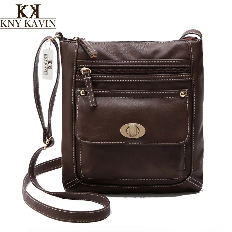

KNY KAVIN Fashion Women Shoulder Bags Famous Brand PU Leather Multi-Pockets Messenger Bag Ladies Crossbody Bags bolsa feminina