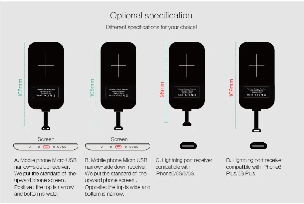  Nillkin Magie Tags QI Wireless Charging Empfänger Micro USB/Typ C Adapter Für iPhone 5S SE 6 6 S 7 