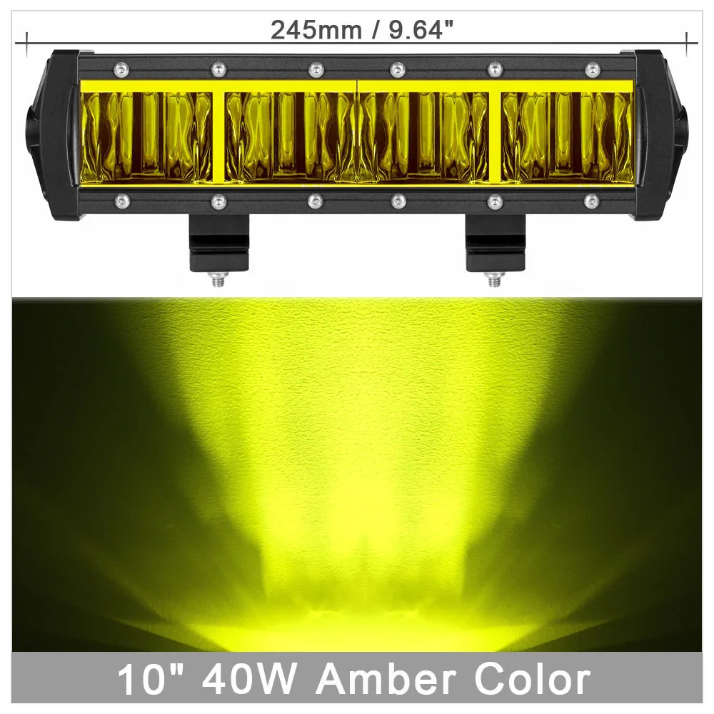 9D объектив тонкий светодиодный светильник для 12 В 24 В автомобиля мотоцикла трактора лодки 4x4 внедорожных 4WD грузовиков SUV ATV вождения бар внедорожный светильник s - Цвет: 10 Inch 40WAmber