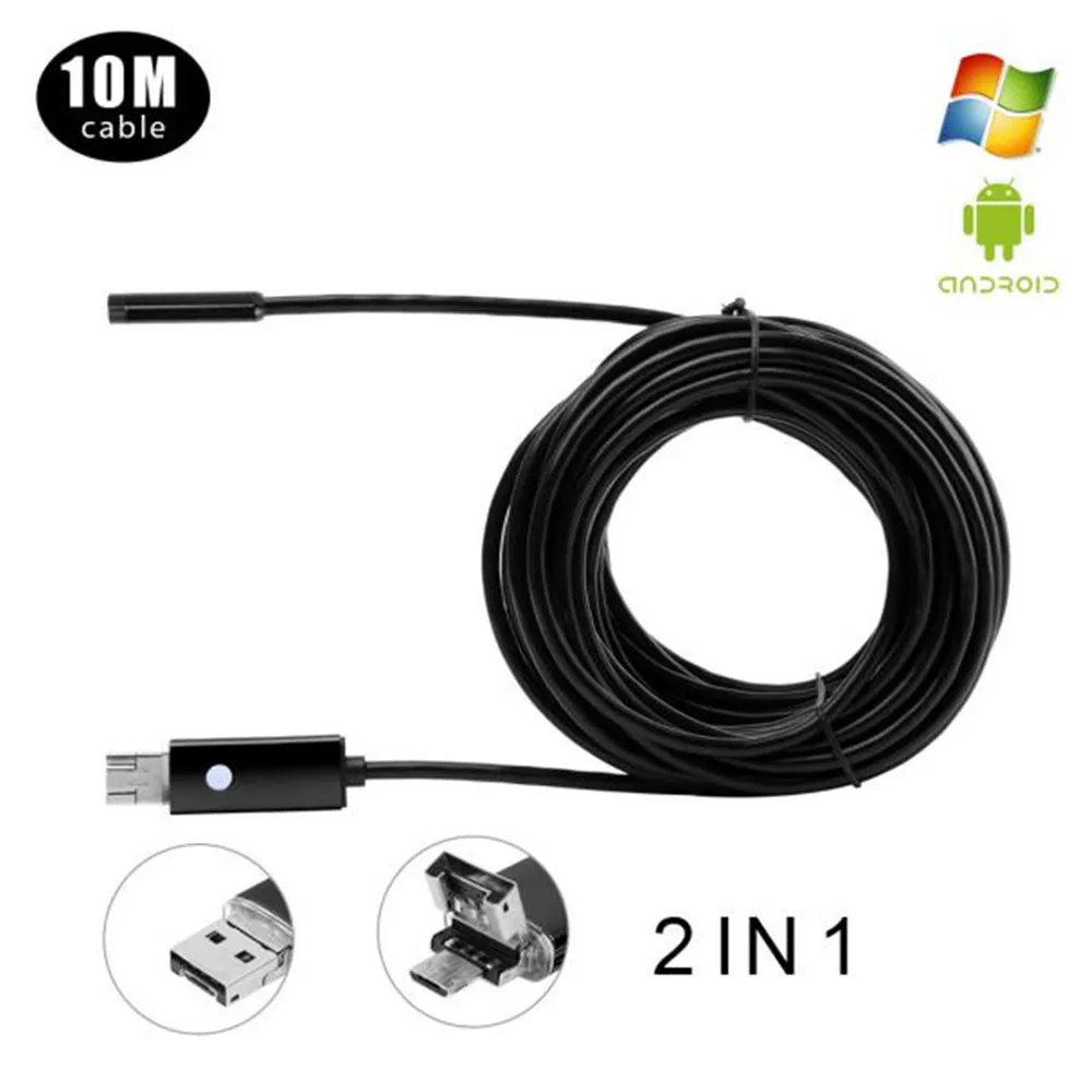 

2/5/10M 6 LED 5.5mm Lens 2IN1 Android Endoscope Inspection Waterproof Camera drop shipping