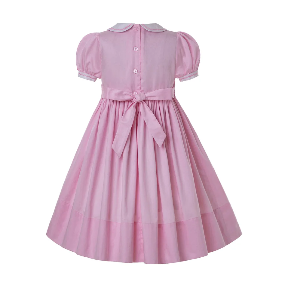 Pettigirl/Розовое свободное платье; Хлопковое платье для девочек с цветочным рисунком; платье на День Благодарения с кукольным воротником; одежда для детей