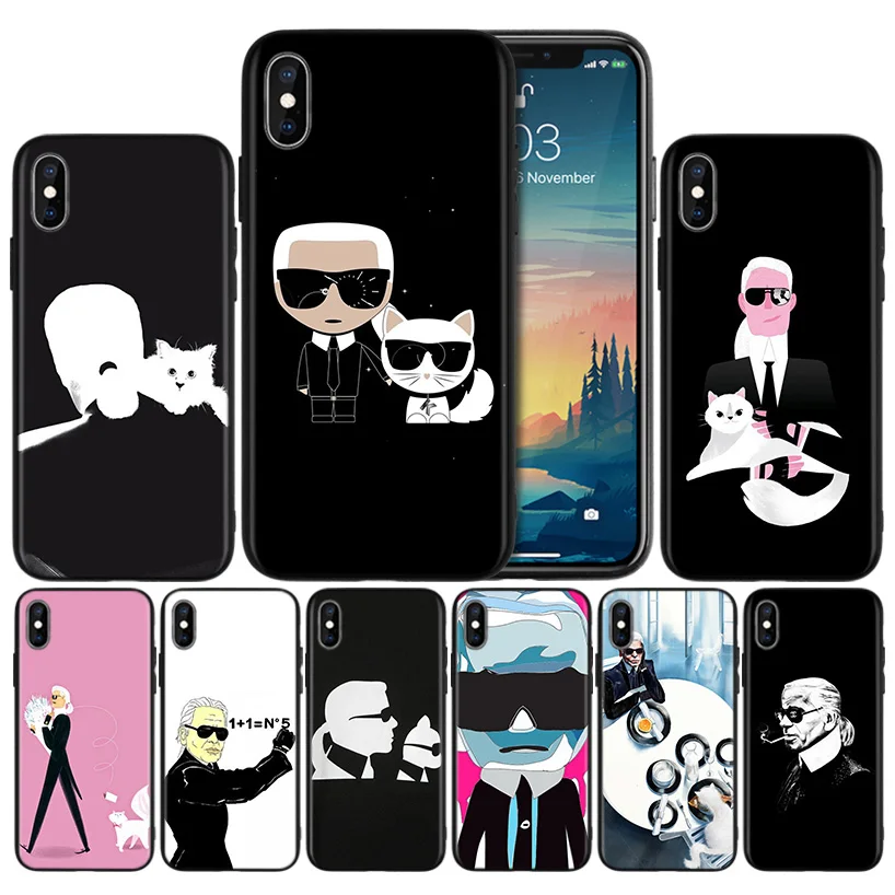 

Karl Lagerfeld Soft TPU Black Silicone Case Cover for iPhone 7 8 XS Max XR X 6 6S 5 5C 5S SE Plus