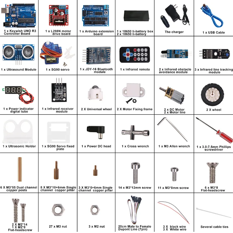 Робот Keywish для Arduino UNO R3 набор умных автомобилей дистанционное управление через