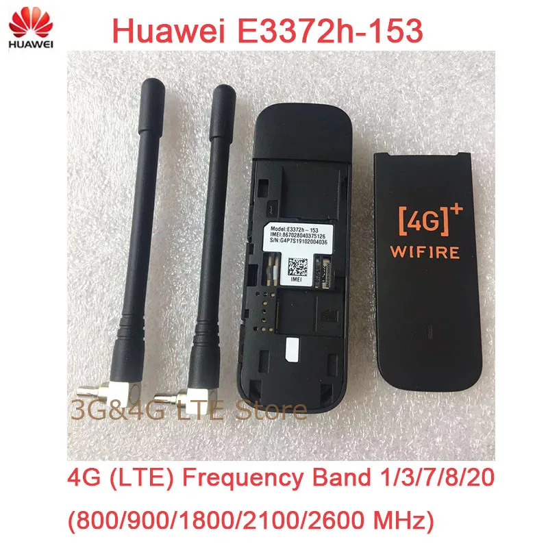 Разблокированный Huawei E3372 4G LTE USB модем 150 Мбит/с ключ с двумя антеннами поддержкой Wi