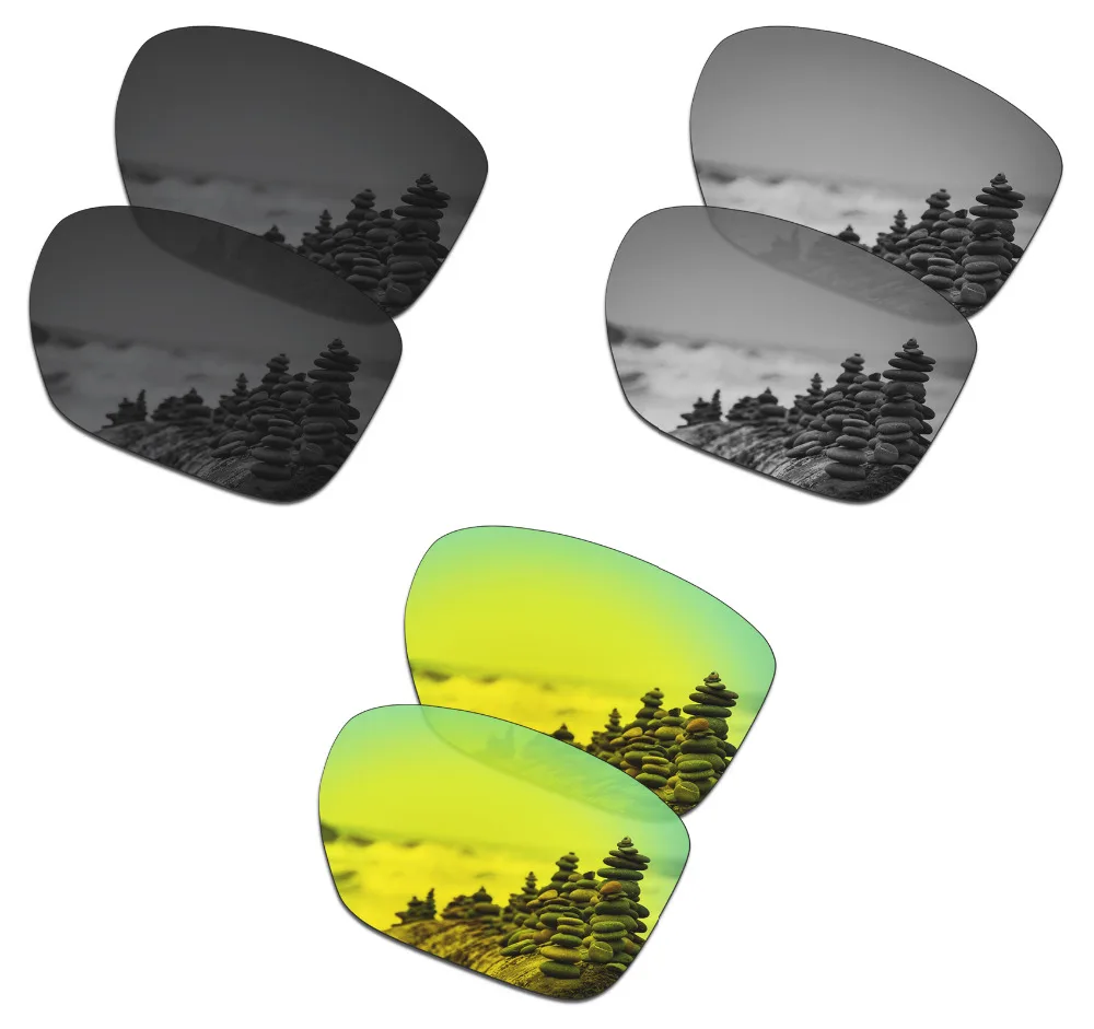 SmartVLT 3 Pairs Polarized Sunglasses Replacement Lenses for Oakley Sliver XL Stealth Black and Silver Titanium and 24K Gold