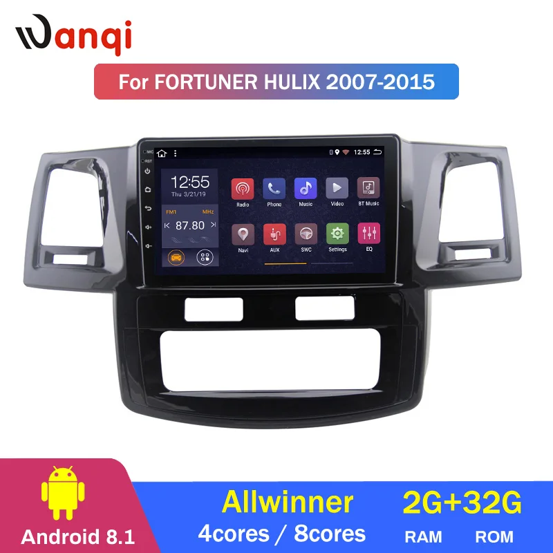 Excellent 2G RAM 32G ROM Android 8.1 car gps multimedia video radio player for Toyota 2007-2015 fortuner hulix navigation 3