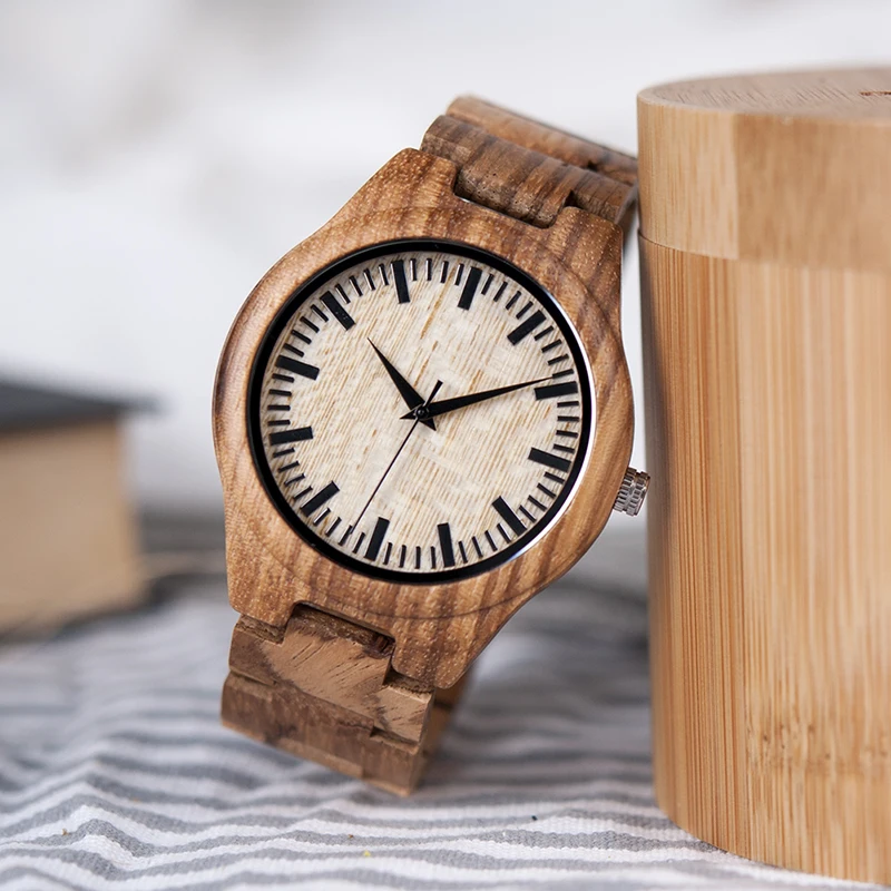 BOBO BIRD V-G23 Zebra Wooden Watches Mens Luxury Brand Quartz Wood Wristwatch with Japan Movement relogio masculino