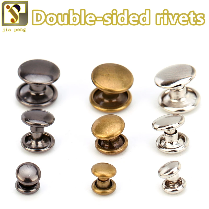 

Spike Leather 50 set Rivets of Metal Nail Textile Accessories Circular Rivet 8*8mm 6*6mm 7*7mm Double Silver Bronze