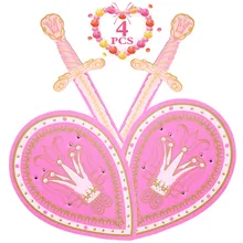 4 шт. розовый принцесса косплей меч щит игрушки набор Безопасный EVA пена средневековый воин оружие Дети девушки Ролевые игры ме