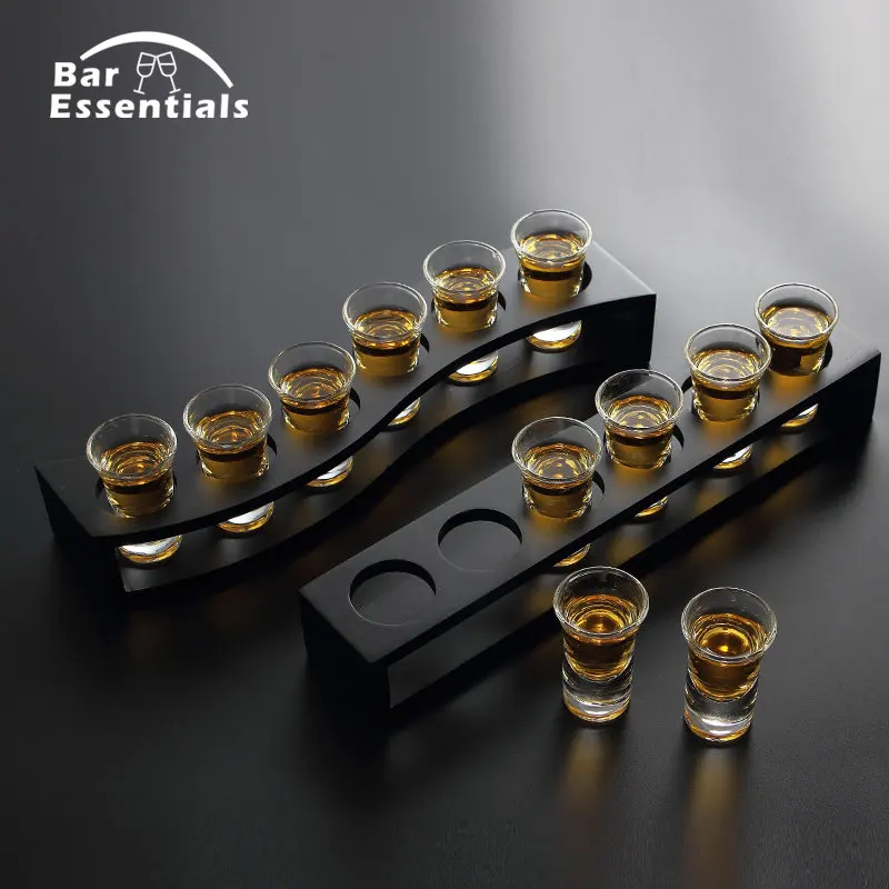 

Lead Free Glass 6 PCS Bullets Cup Shot Thick Bottom Swallow A Cup Suit Bar Drinking Utensils Suit With Wine Glasses Frame
