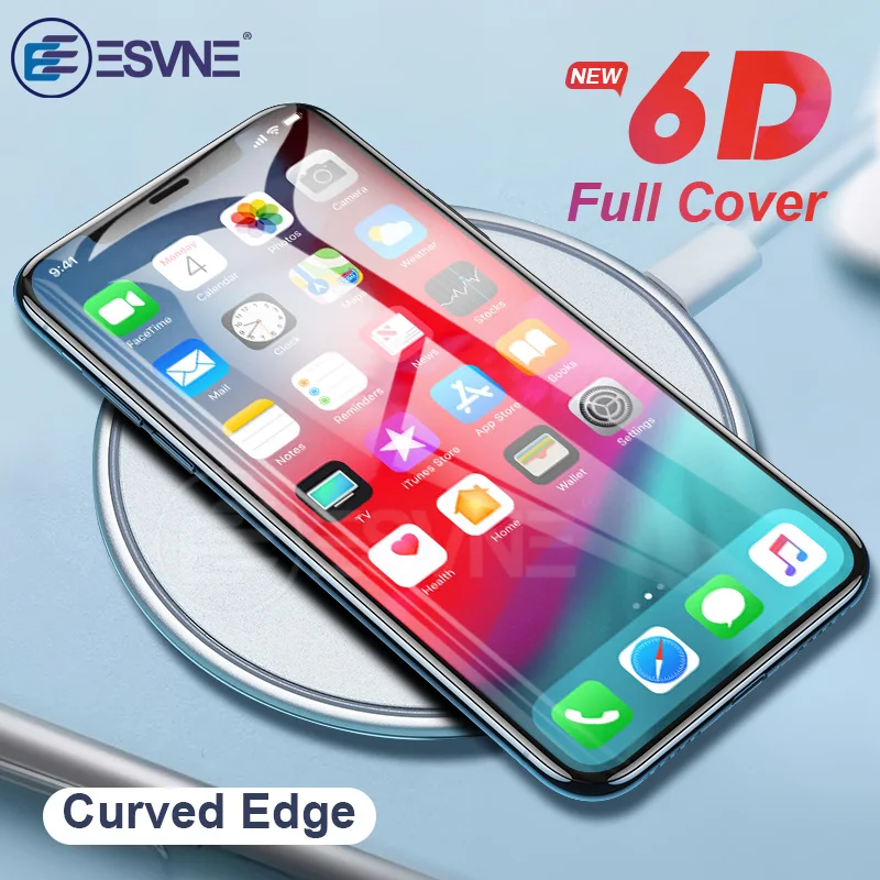 

ESVNE 6D Tempered Glass for iphone X XS Screen Protector Protetive Glass on iPhone XR XS MAX Film Curved Edge Full Cover 9H