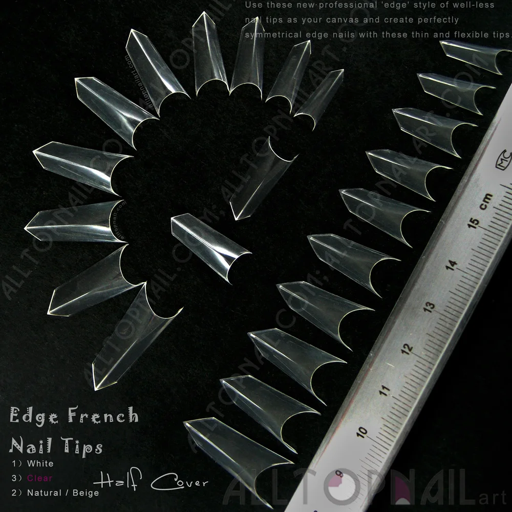 Края французские накладные ногти 100x прозрачный «edge' стиль хорошо менее Акриловые искусственные накладные ногти