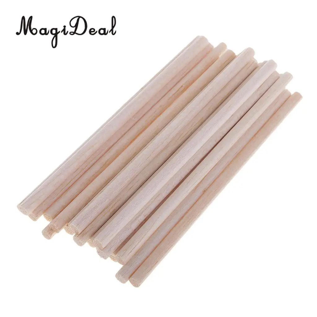 10/20/50pcs Balsa Wood Stick Unfinished Woodcraft Round Wooden Stick Dowel Rod for Model Woodworking Craft Materials 