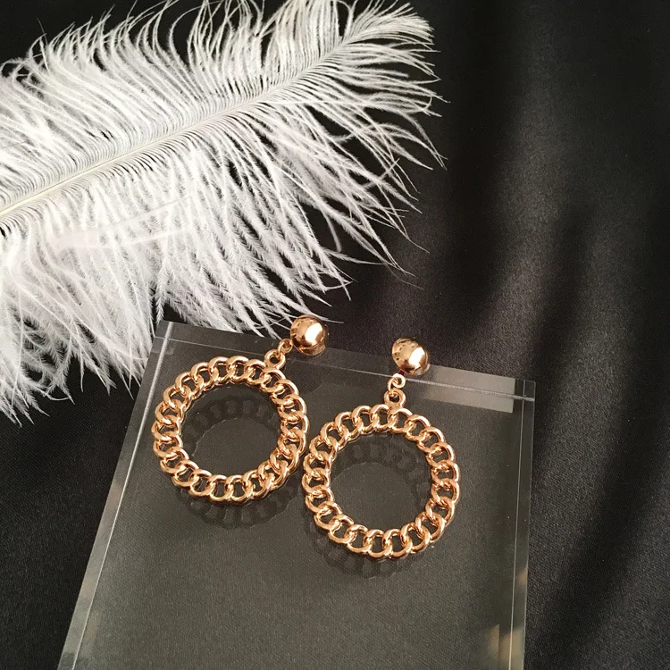 

European and American Fashion Wild Temperament Exaggerated Chain Circle Ring Earrings Earrings Jewelry
