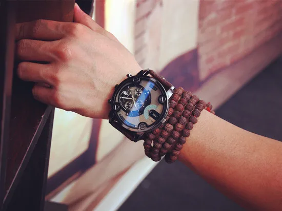 Новые синие стеклянные часы с большим циферблатом, черные кожаные кварцевые мужские часы, модные и повседневные спортивные часы, военные наручные часы Relojio
