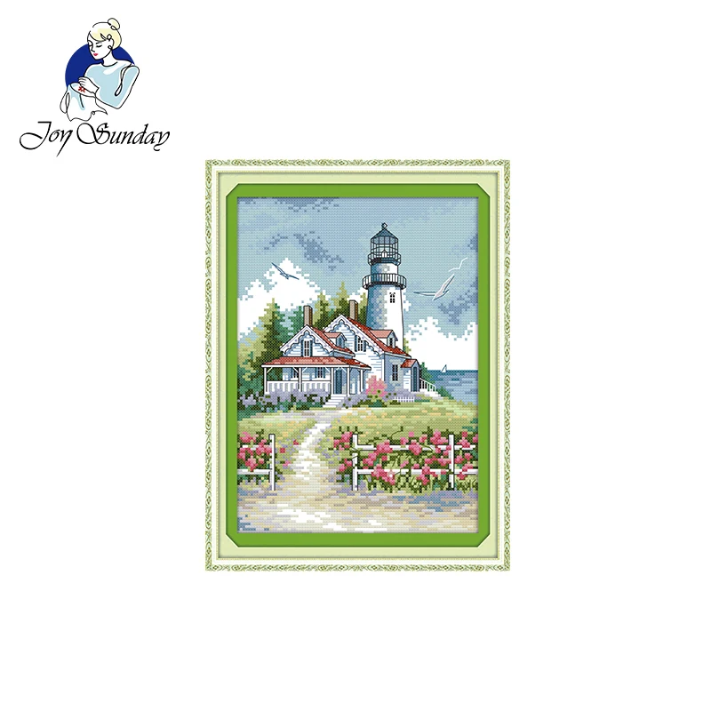 

Joy Sunday New arrival Lighthouse (2) Cross stitch Embroidered Kit DMC 14CT DIY Handmade Set Needlework Home Decor Painting Gift