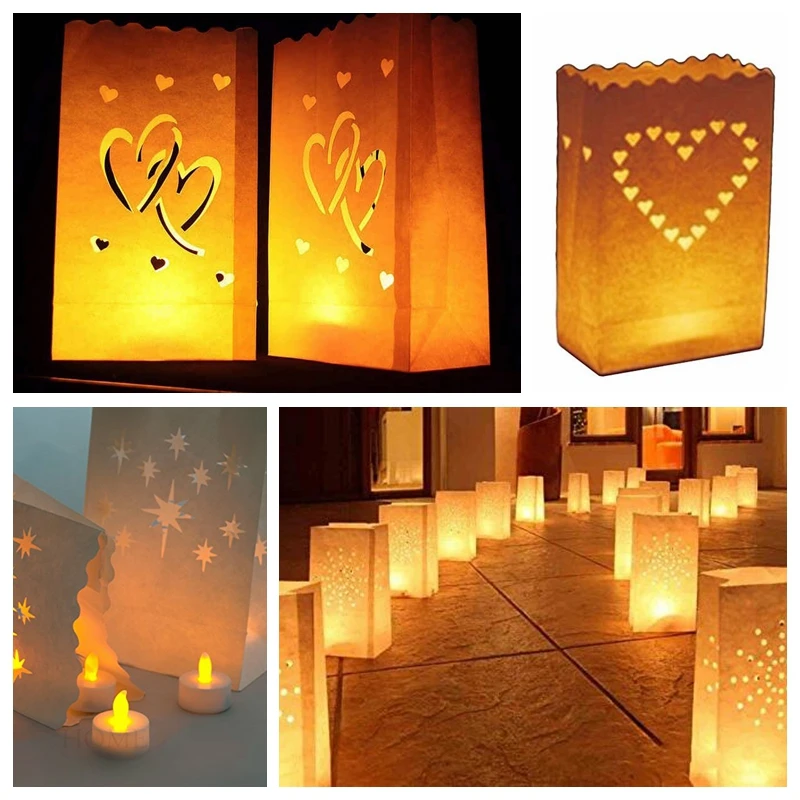 Wedding decoration 12pcs Luminaria paper candle bag with 12pcs Tea