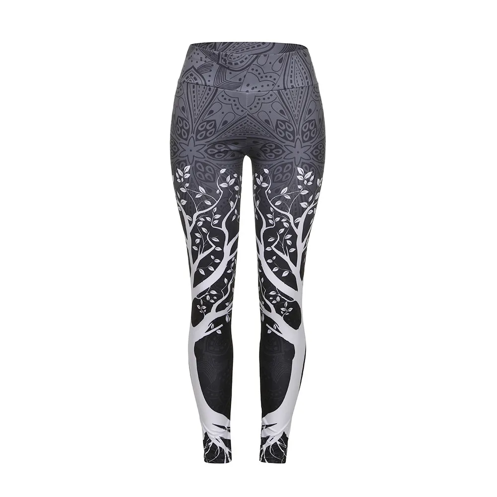 Для женщин эластичные штаны для йоги Фитнес спортивные Леггинсы Леггенсы с высокой талией с принтом спортивная одежда для бега Спортивные штаны Тренировочные штаны A30716