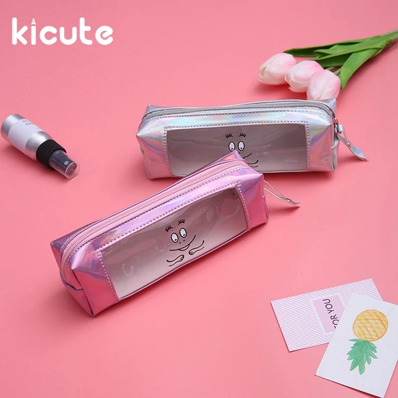 

Kicute 1pcs Colorfull Stationery Cute Zipper Pen Pencil Case Simple and Stylish Makeup Cosmetic School Bag Gift for Students