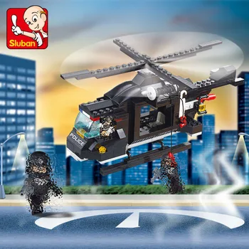 

Sluban 1800 219Pcs Riot Police Series All-purpose Helicopter action figure Educational toys For Kids gifts Compatible With Toys