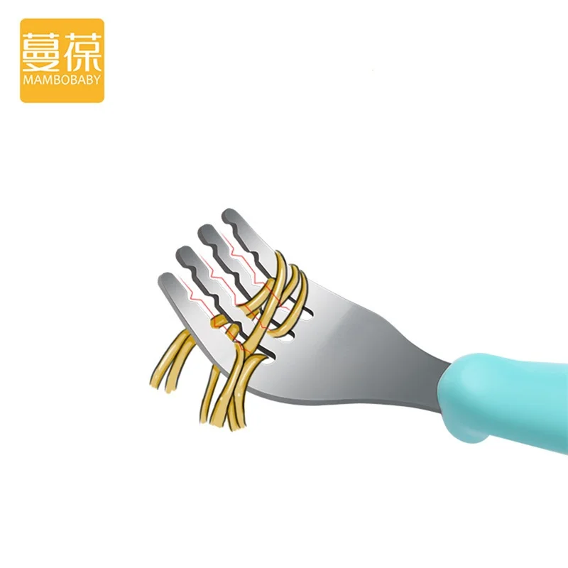 

Easily Use for Solid Food Feeding Safety Stainless Steel Baby Fork Flatware Children Tableware Feeding Fork Kids Feeder Utensils