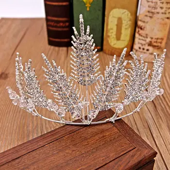 

TANGTANG Bride's Crown Covered With Crystals Leaves Wedding Dress Headdress Hair Accessories For Sale Tiaras Jewelry Bijoux 2019
