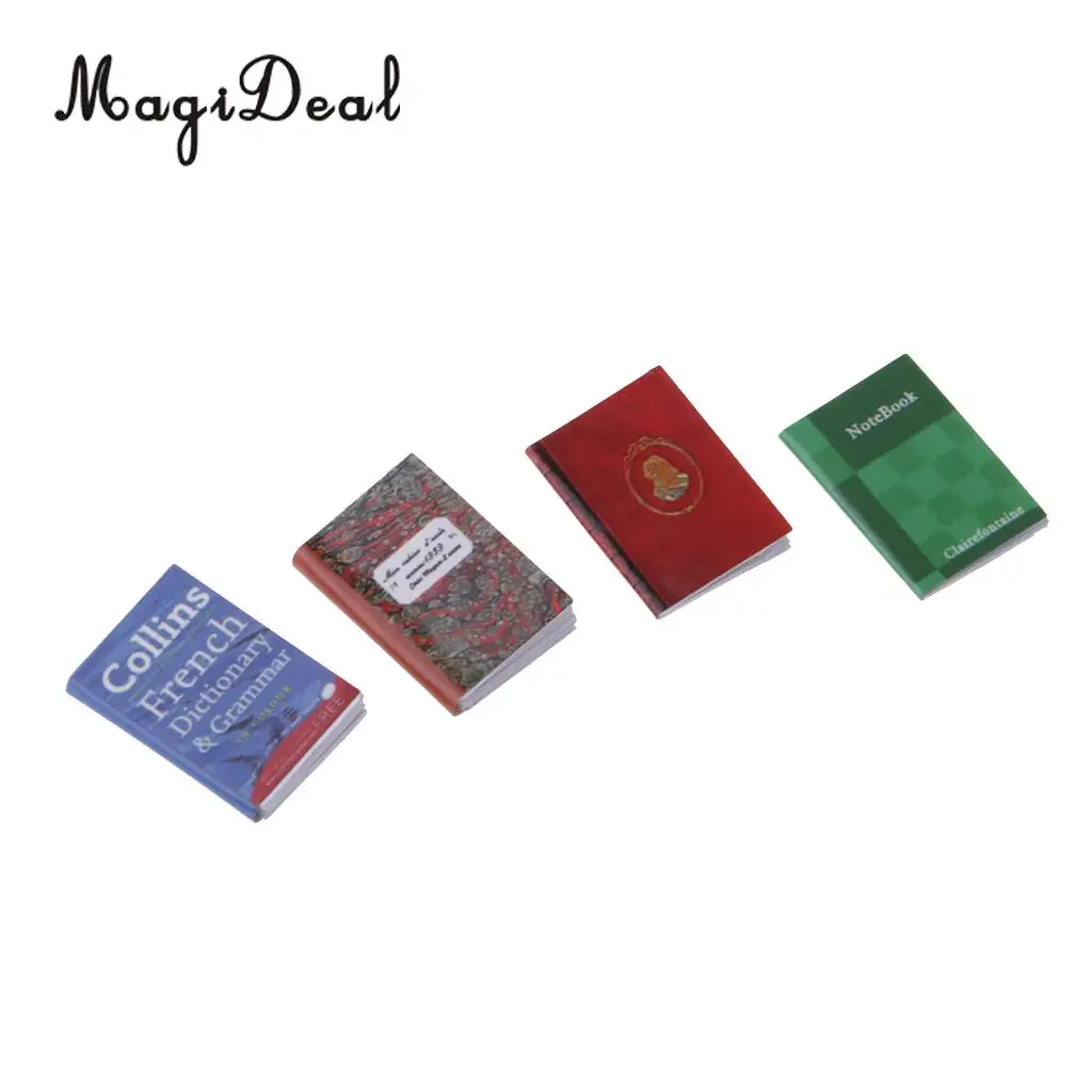 4 Pieces 1/12 Dollhouse Miniature Accessory Colorful Notebooks Study Room Living Room Decoration Dolls Accessories Toy