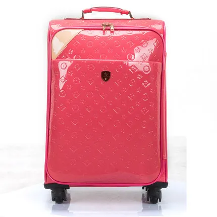 

Women Travel Bags famous brand printed Vintage Trolley Luggage PU Leather Travel Suitcase Universal Wheel female fashion