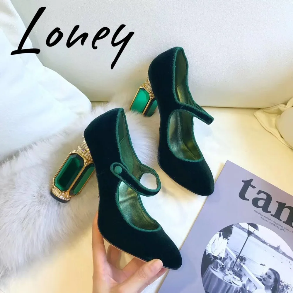 Nouveau Velours Boucle Chaussures Cuir Pic Hauts Talons As Janes Rond Pompes as En Véritable Sangle Bijou Cristal Pic Femmes Bout Loney Mary BfxwAqd5q