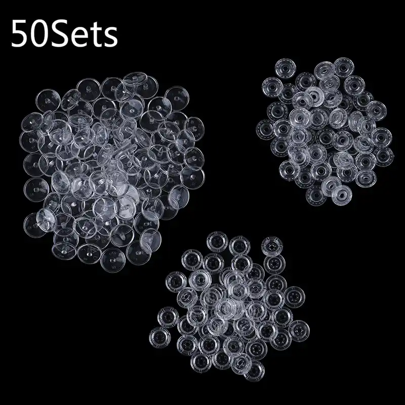 50 Set Clear KAM Resin Snap Buttons Plastic Snaps Fasteners Press Studs