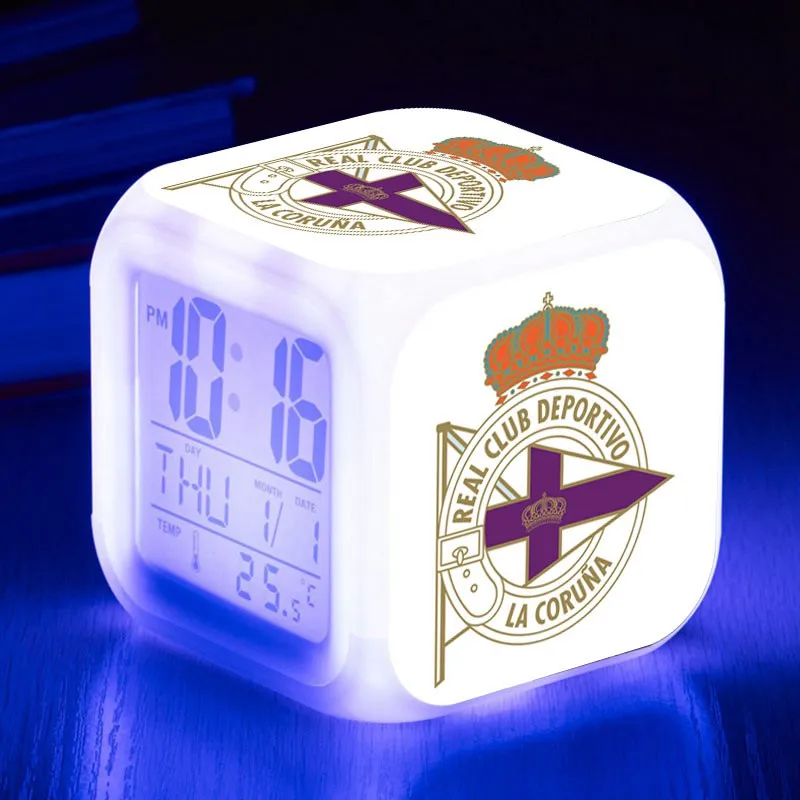 Индивидуальные шаблоны despertador 7 цветов светодиодной вспышкой сигнализации Часы-Будильник Цифровой настольный часы ночник смотреть - Цвет: LCM13