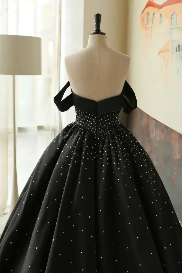 Элегантное черное бальное платье, вечернее платье, милое, с открытыми плечами, с бисером, официальное, вечернее платье,, арабское длинное платье, Vestido Longo
