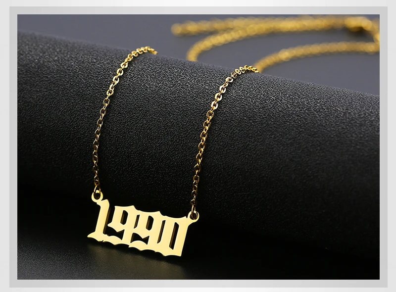 

Year necklace stainless steel chains for women jewelry Personalized Special Date Birthday Gift 1991 1992 female dainty pendant